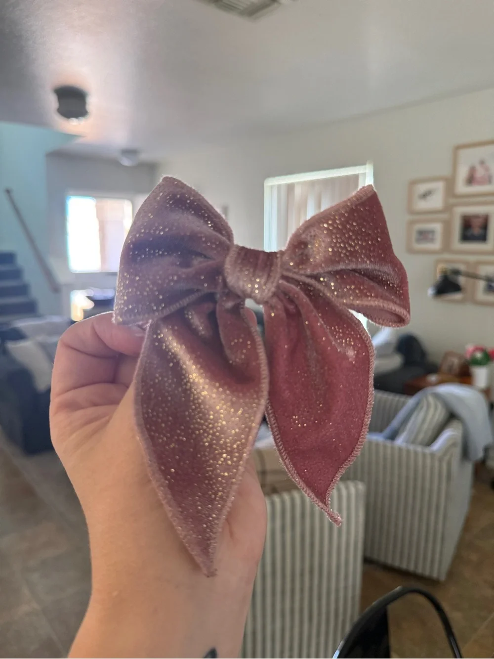 Sparkling Mauve Velvet Hair Bow